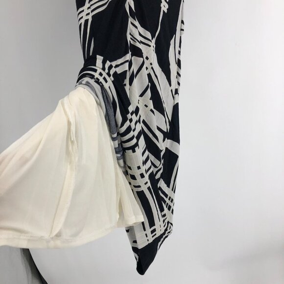 Escada Dido black & white print sleeveless Twisted faux wrap midi dress 34 (SP) - Picture 9 of 15